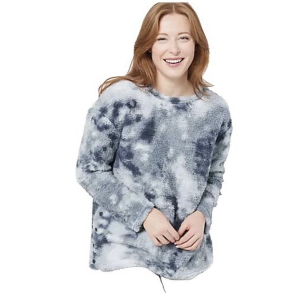 Cuddl Duds Womens XL Gray Tie Dyed Cozy Core Soft Girl Y2K Lounge Pullover‎